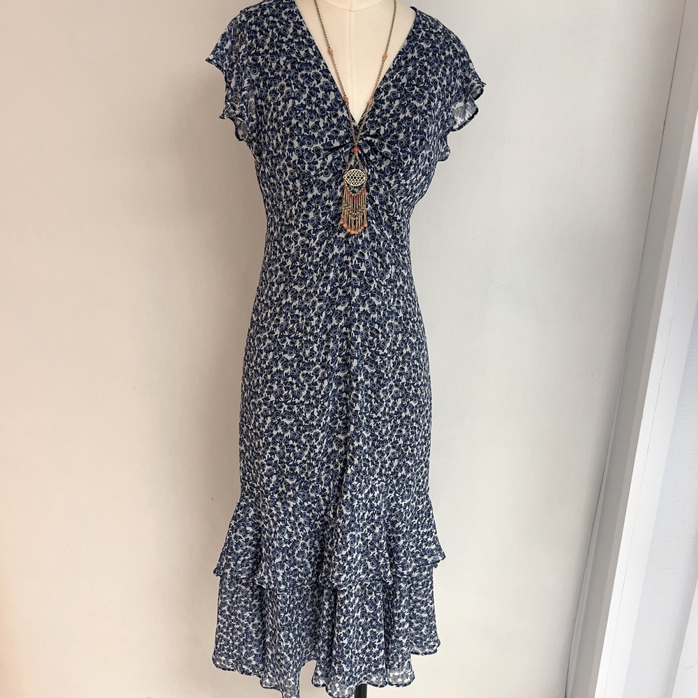 TOMMY HLFGR Floral Ruffles Midi Column Dress NWT